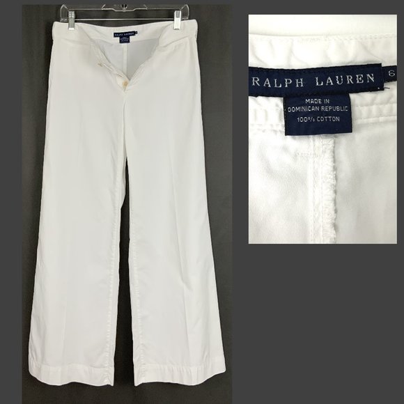 Ralph Lauren Pants - Ralph Lauren Y2K White  Cotton Wide Leg Pants Size 6